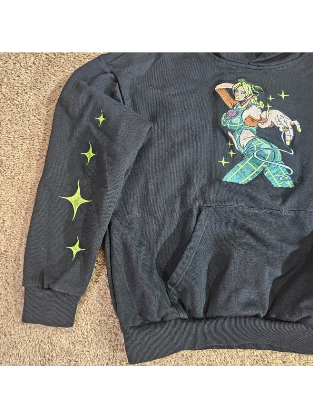 Broken Bond Hoodie L Black JoJos Bizarre Adventure Jolyne Cujoh Graphic Pullover - Picture 2 of 11